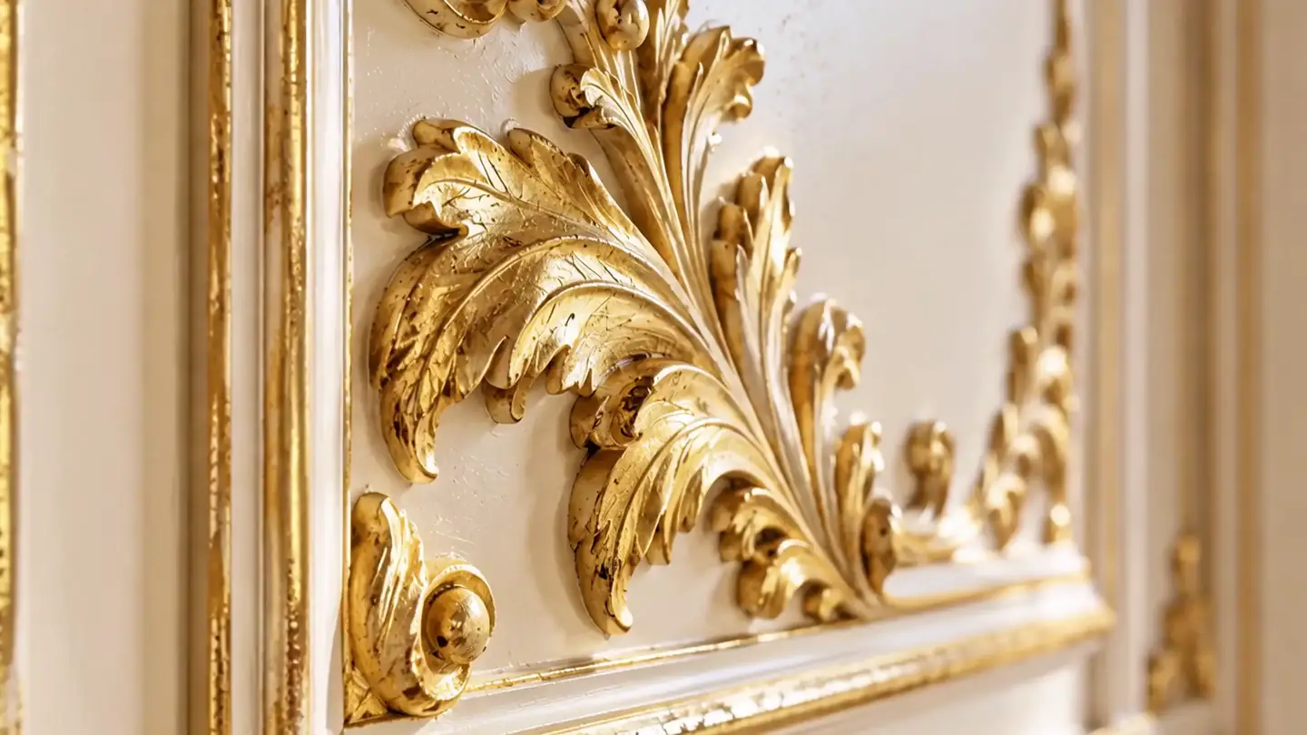 Detalle de talla ornamental dorada