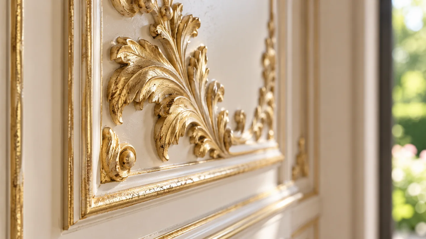 Detalle de moldura ornamental dorada